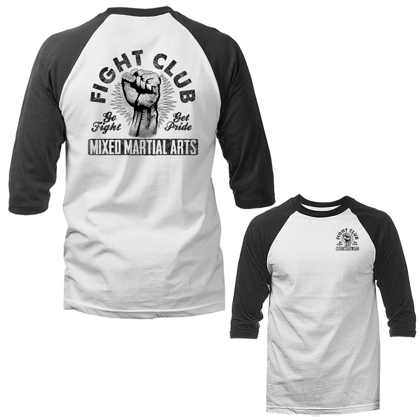 Fight Club MMA Mixed Martial Arts Vintage 3/4 Sleeve Raglan