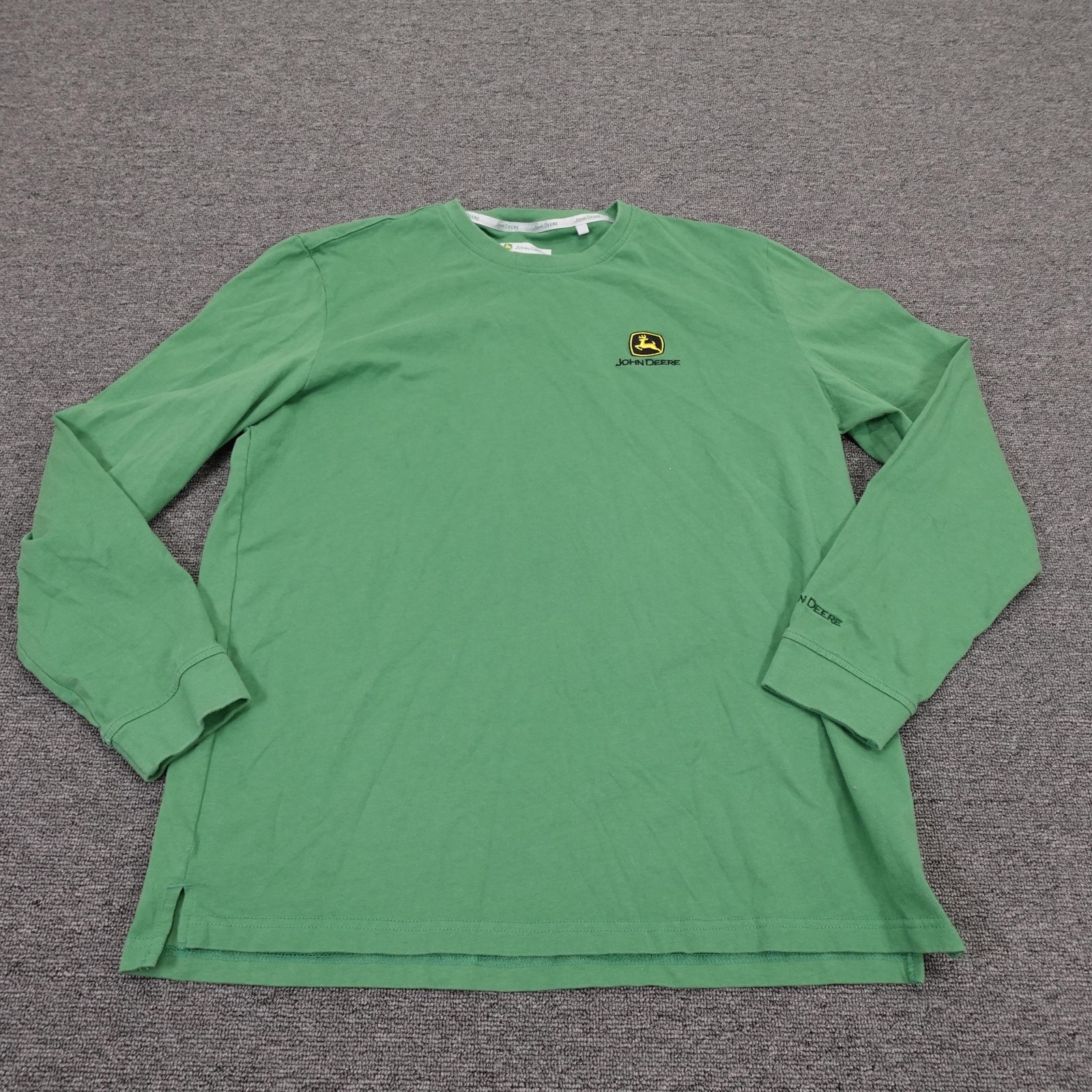 John Deere Shirt Mens Medium Green Long Sleeve Logo Graphic Tee Workwear
