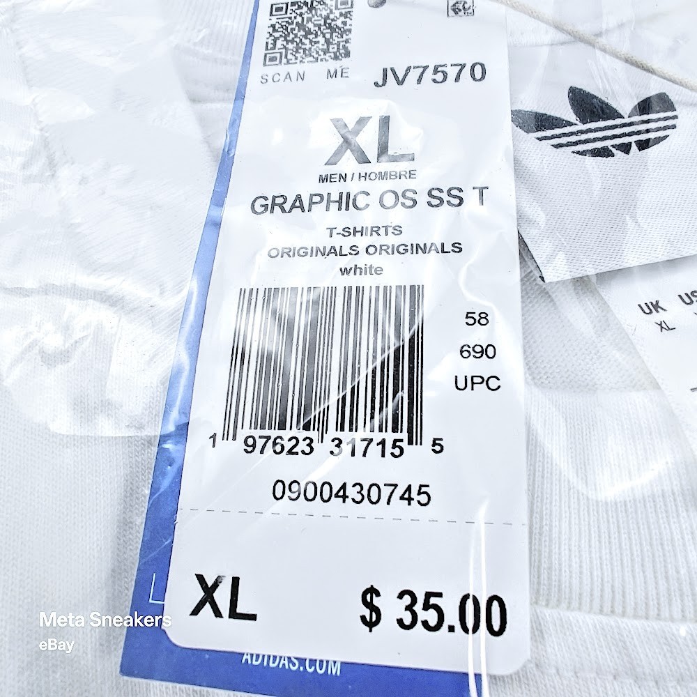 Adidas XL Men’s T Shirt White Oversized Retro Leopard Trefoil Graphic Cotton NWT