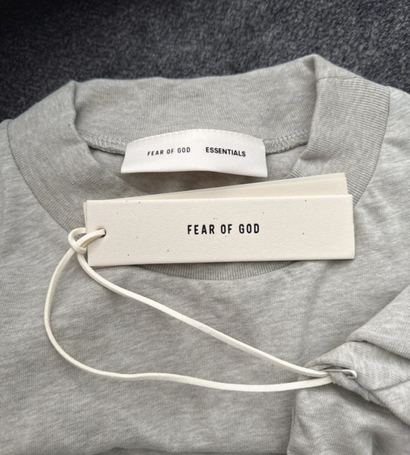 Fear of God Essentials Logo Gray Crew Neck Short Sleeve Cotton Jersey Tee L