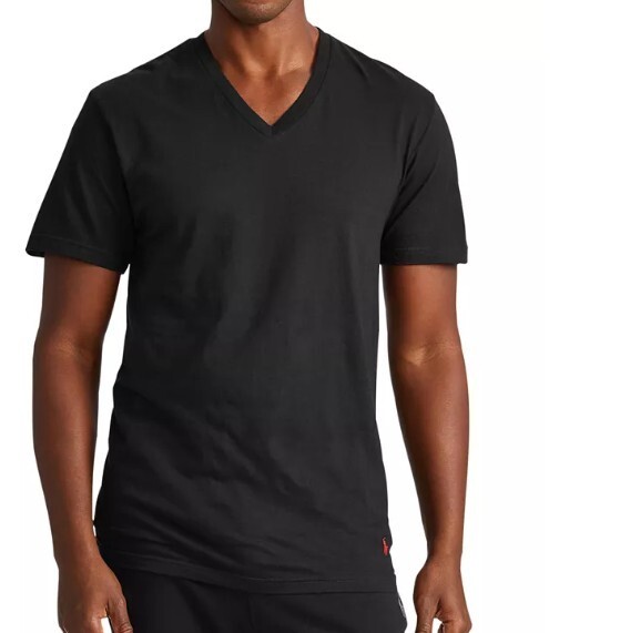 3 POLO RALPH LAUREN BLACK 100% COTTON V NECK T SHIRTS UNDERSHIRTS S M L XL XXL