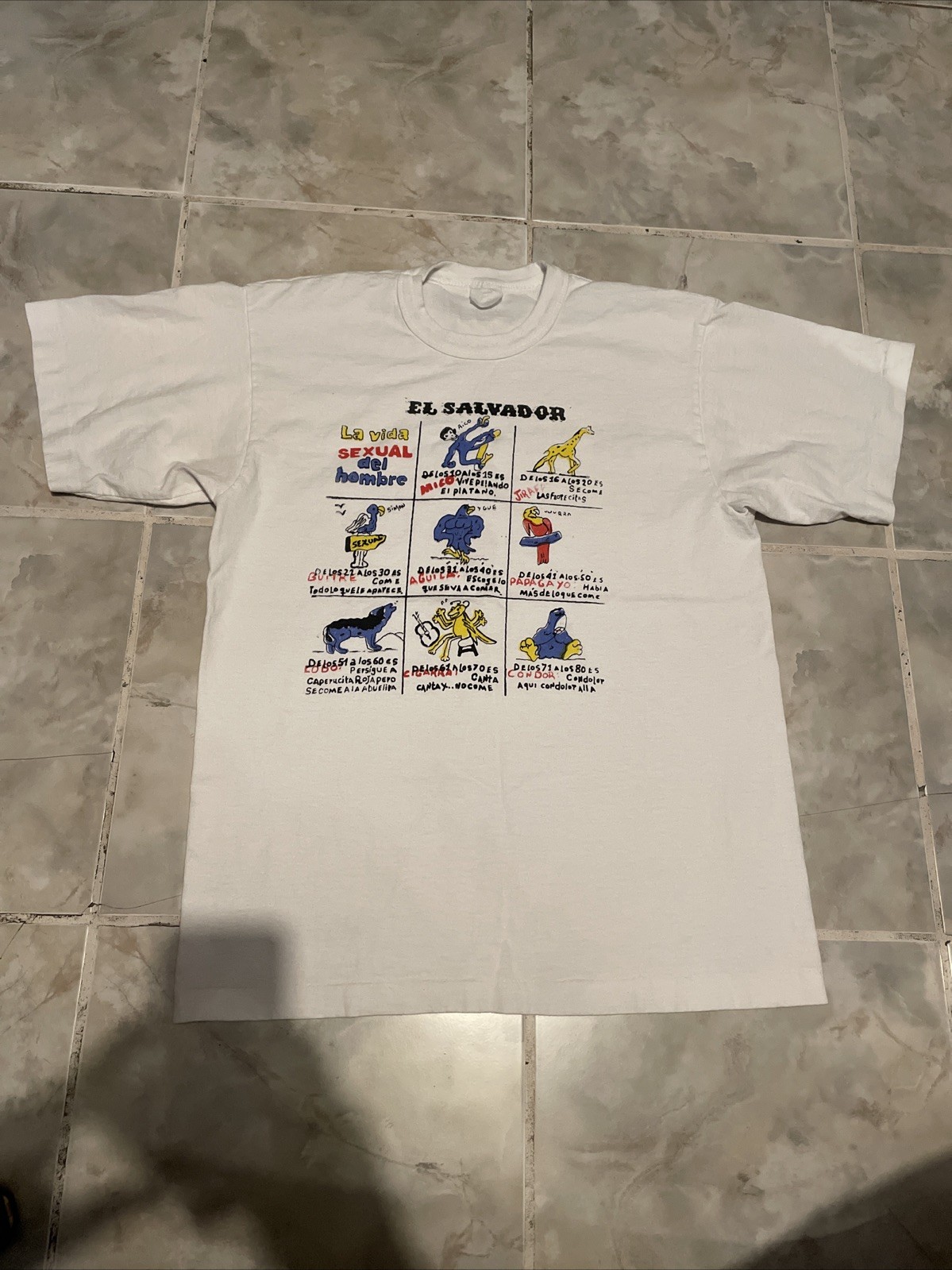Vtg 80s 90s El Salvador Funny Parody T-Shirt Joke Grunge Single Stitch SZ Large