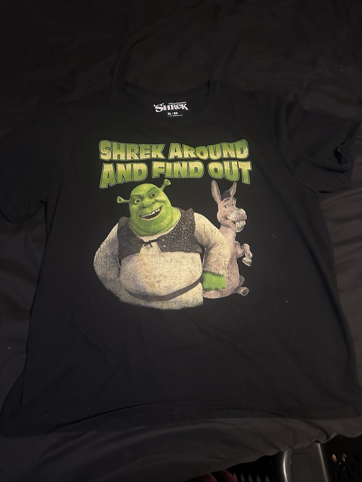 Dreamworks Men’s Black Shrek T Shirt Size XL Pullover Casual Comfort Cartoon