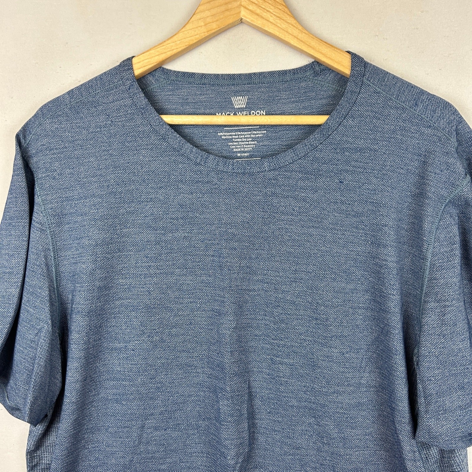 Mack Weldon Airknitx Crew Neck Short Sleeve Shirt Blue Men’s Size XL