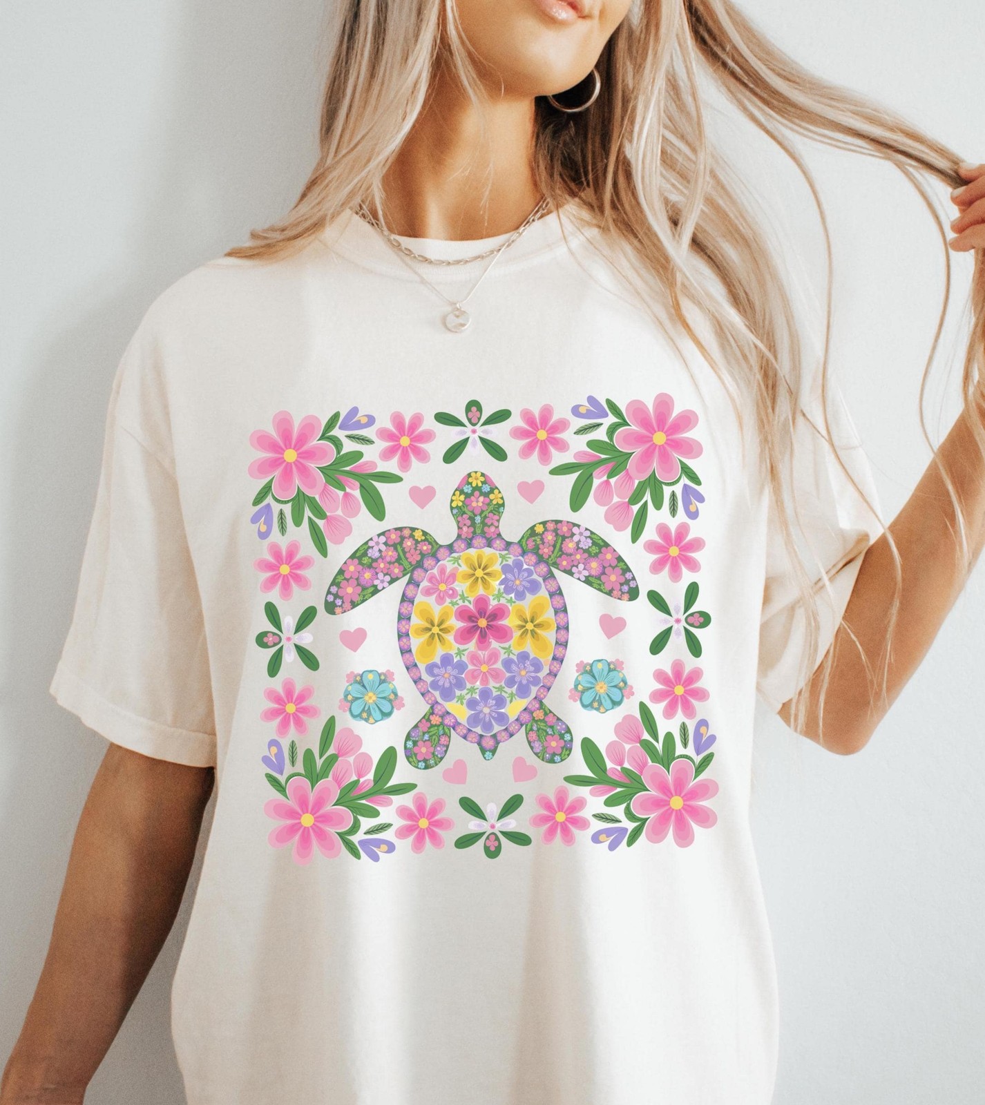 Comfort Colors Floral Turtle Shirt Boho Summer Tee