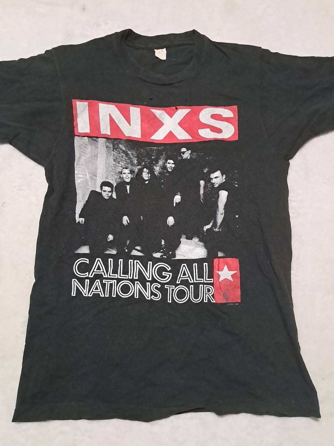Vintage 80s INXS Calling All Nations Tour Band Shirt USA Adult M? RARE See Pics