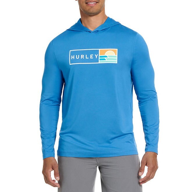 Hurley Men’s Sunny Side Hybrid Stretch Hooded UV T-Shirt Size XXL Blue