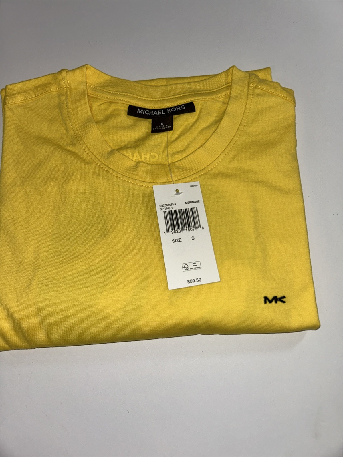 Michael Kors Meringue Yellow Black Logo Shirt – Size Small – NEW!