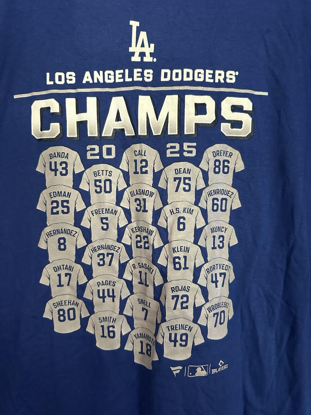 Men’s Fanatics LA Dodgers World Series 2025 Players T-Shirt Size XL