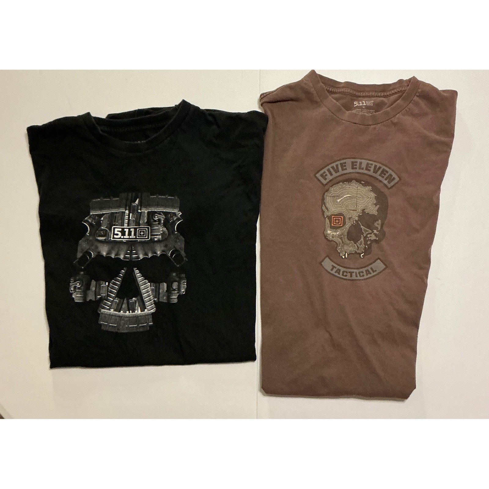 5.11 Tactical Mens XL GrungeT-Shirt Bundle Skull Topo Black Brown 2 Pack Grunge