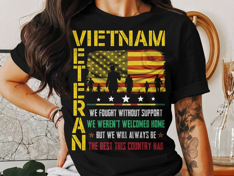 Vietnam Veteran Tribute Shirt, USA Vietnam Flag Graphic Tee