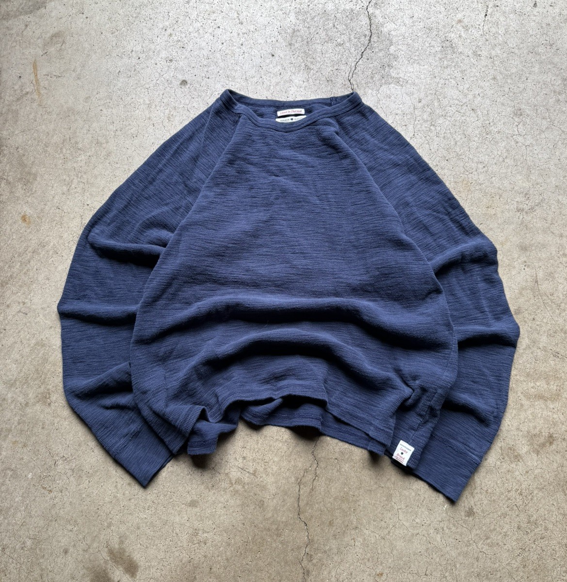 Lucky Brand Lived In Thermal Shirt Mens XL Blue Pullover Crew Neck Handcrafted