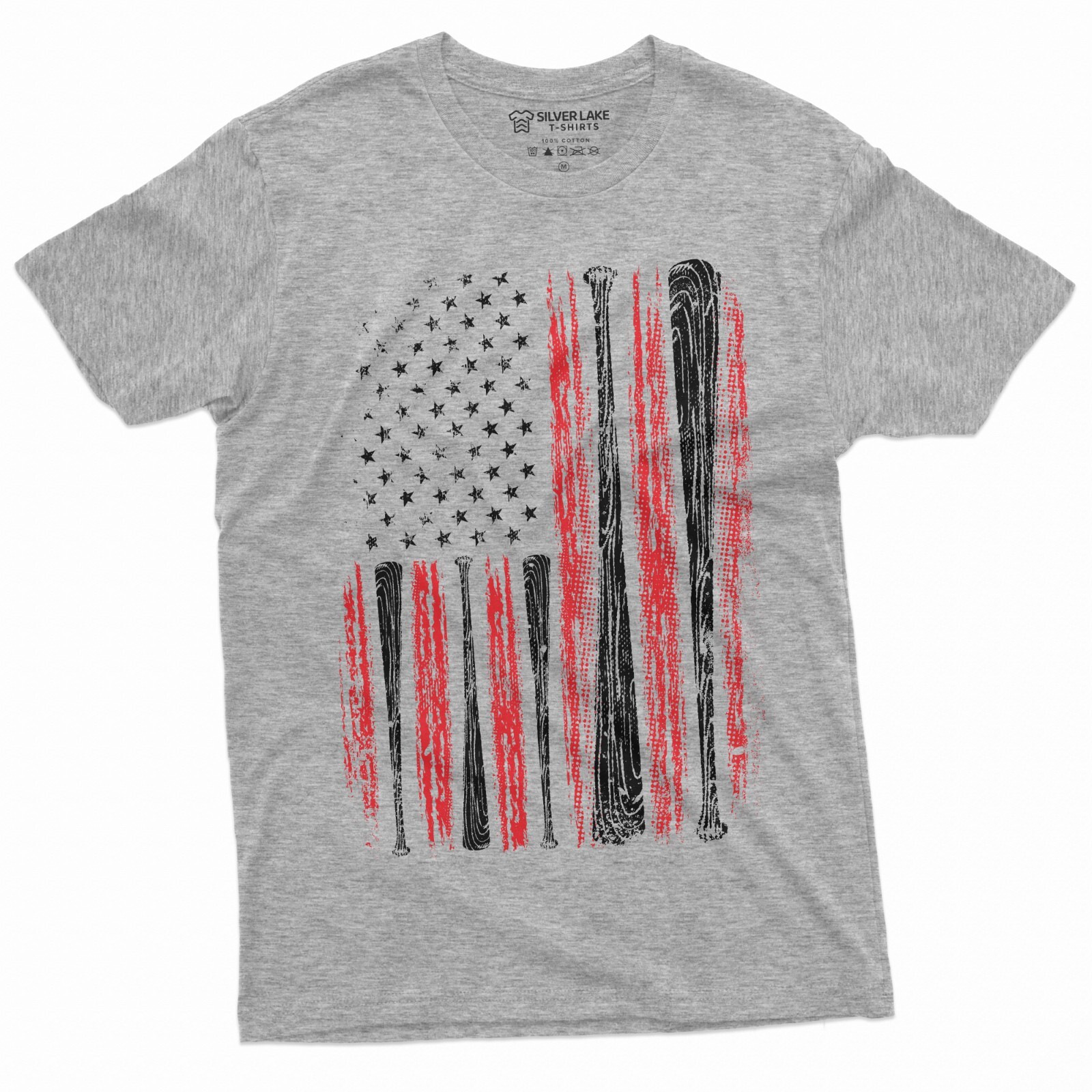 Men’s Baseball USA Flag T-shirt Bat Flag American Sports Shirt For Him