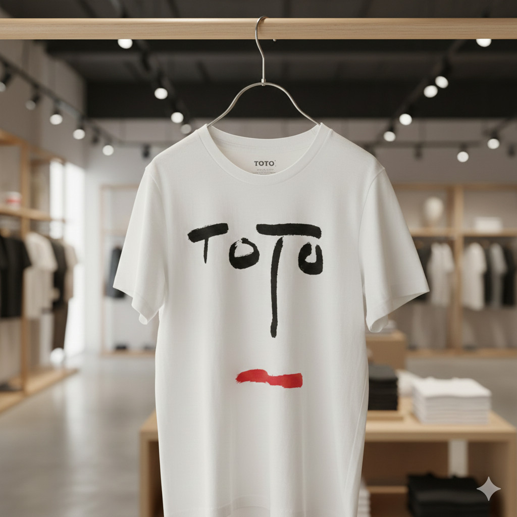 Toto Logo Face Graphic T-Shirt White Classic 80s Rock Band Tee – T476