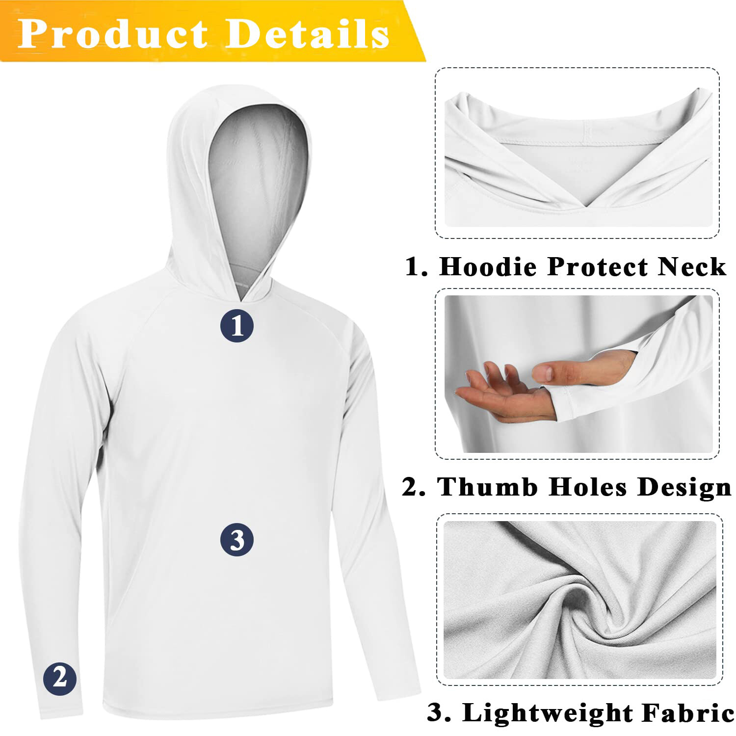 UPF50+ Men’s Long Sleeve Sun Skin Protection T-Shirts Outdoor Fishing Hoodies