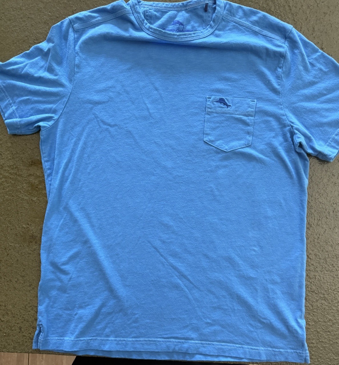 Tommy Bahama Men’s Blue Crew Neck Short Sleeve Pocket Logo Tee Cotton Knit S/P