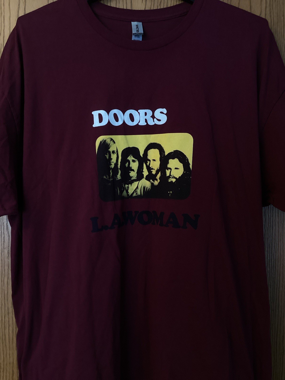 The Doors – “L.A. Woman” – Maroon Shirt Featuring LP Cover Art Image – 3XL