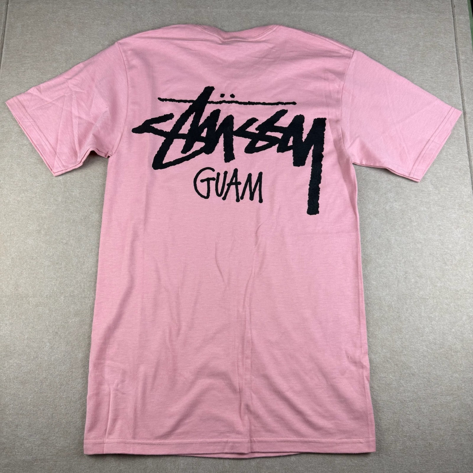 Stussy Guam Shirt Mens S Pastel Pink Logo Streetwear Skate Surf Graphic Tee