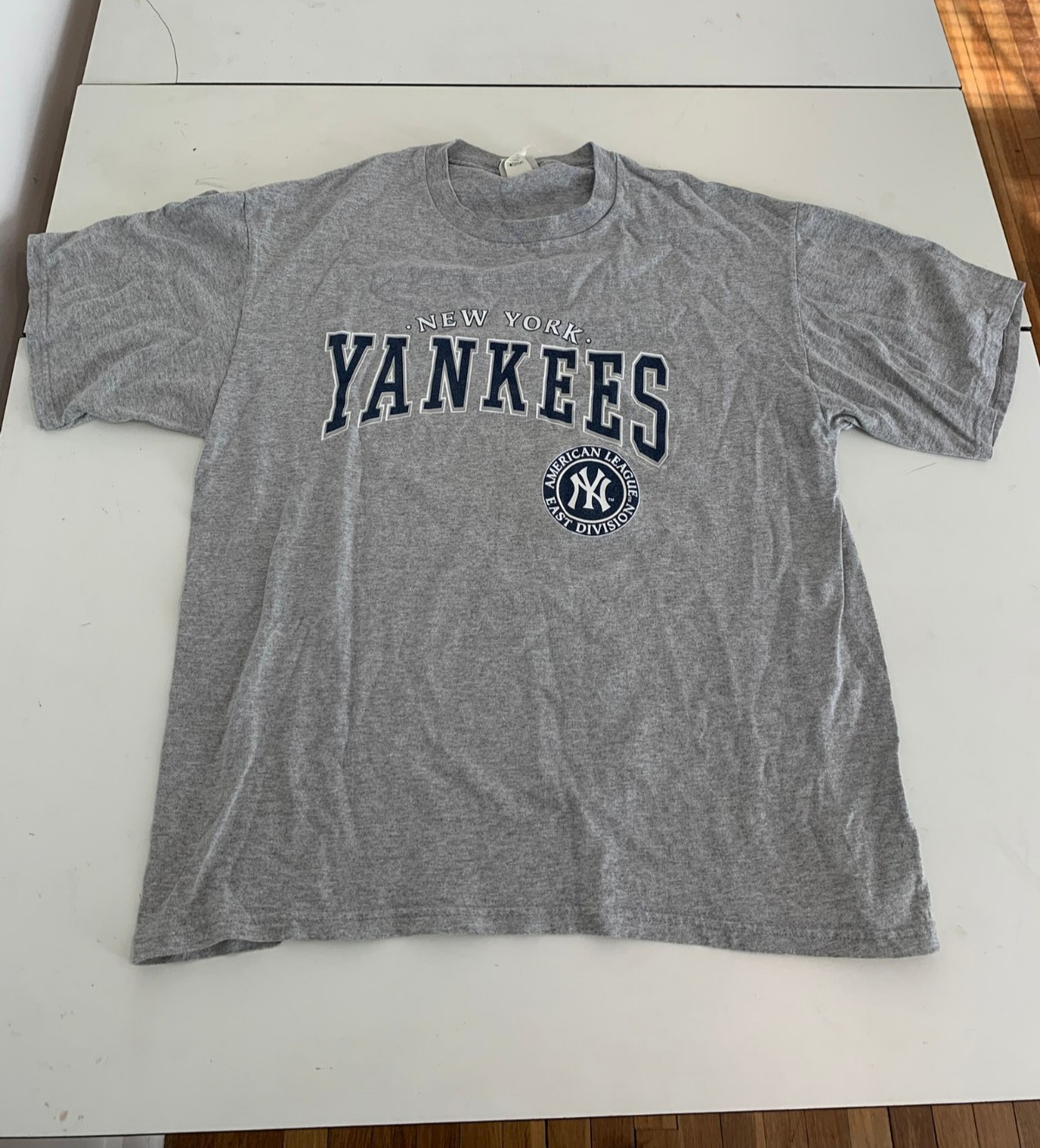 Vintage New York Yankees Shirt Large Gray Lee Sports Baseball World Series Race