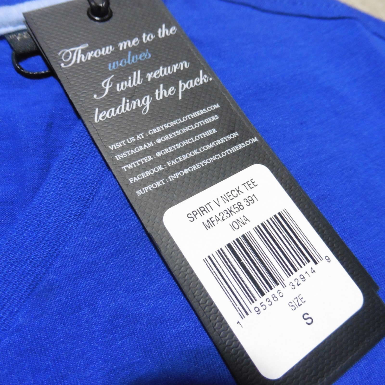 GREYSON Mens S SMALL T SHIRT SPIRIT V-NECK TEE IONA BLUE GOLF PIMA COTTON/NYLON