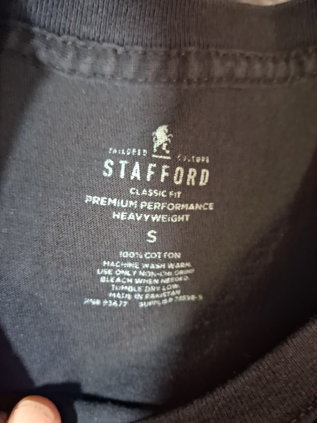 Stafford~Mens Black,0 Cotton,Classic Fit,Casual, Pocket Tshirt Size Small