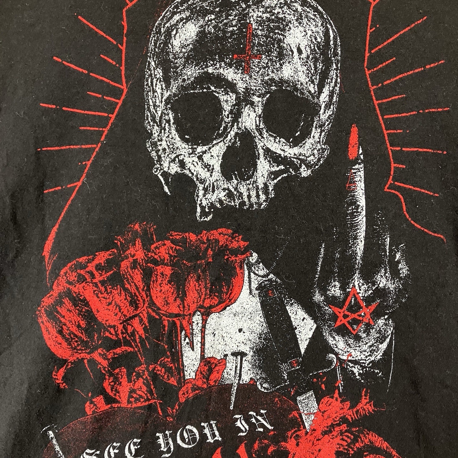 Black Craft Cult T Shirt Mens 2XL SEE YOU IN HELL Middle Finger Hugs & Kisses