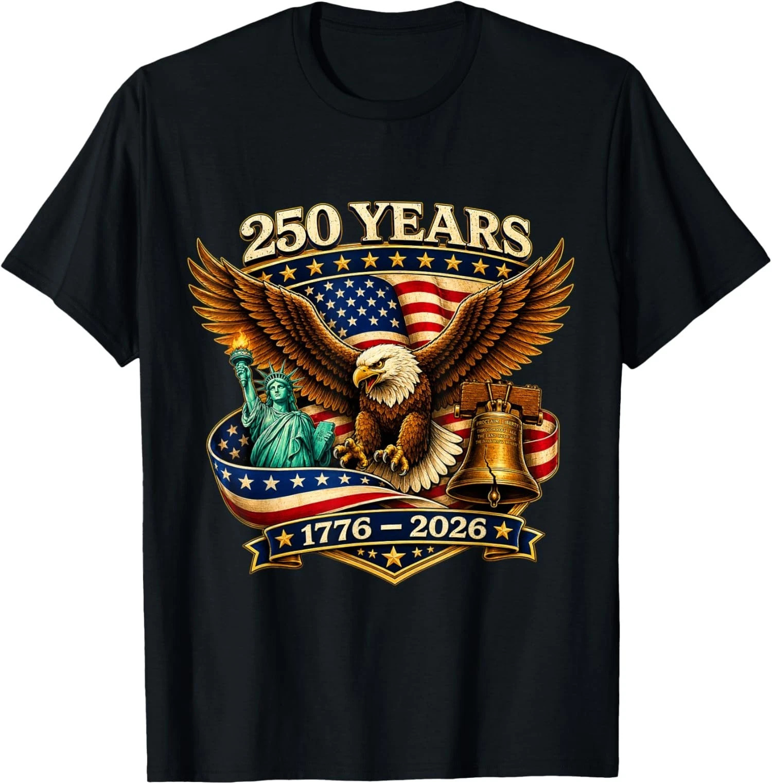 250th Anniversary USA 1776 2026 Patriotic Eagle 4th of July Christian T-Shirt