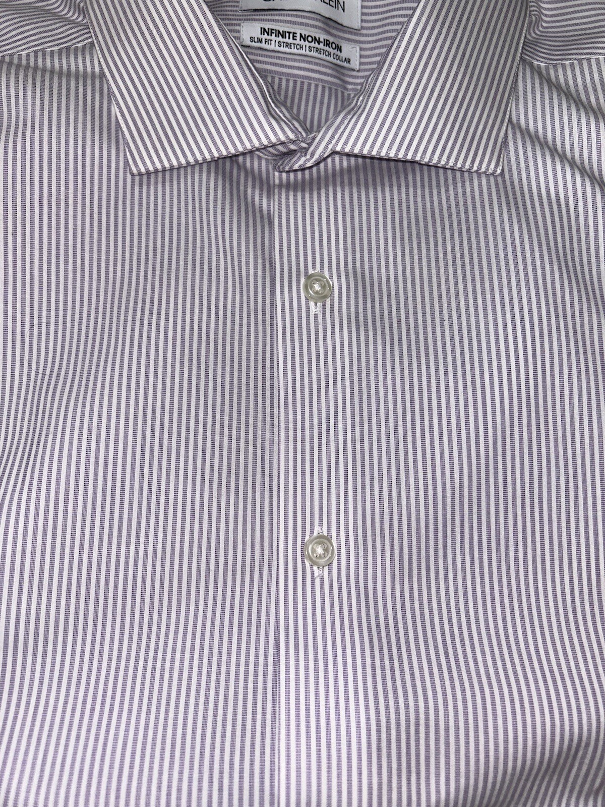 321 Calvin Klein Infinite Non-Iron Slim Fit Stretch Purple Striped Button-Down L