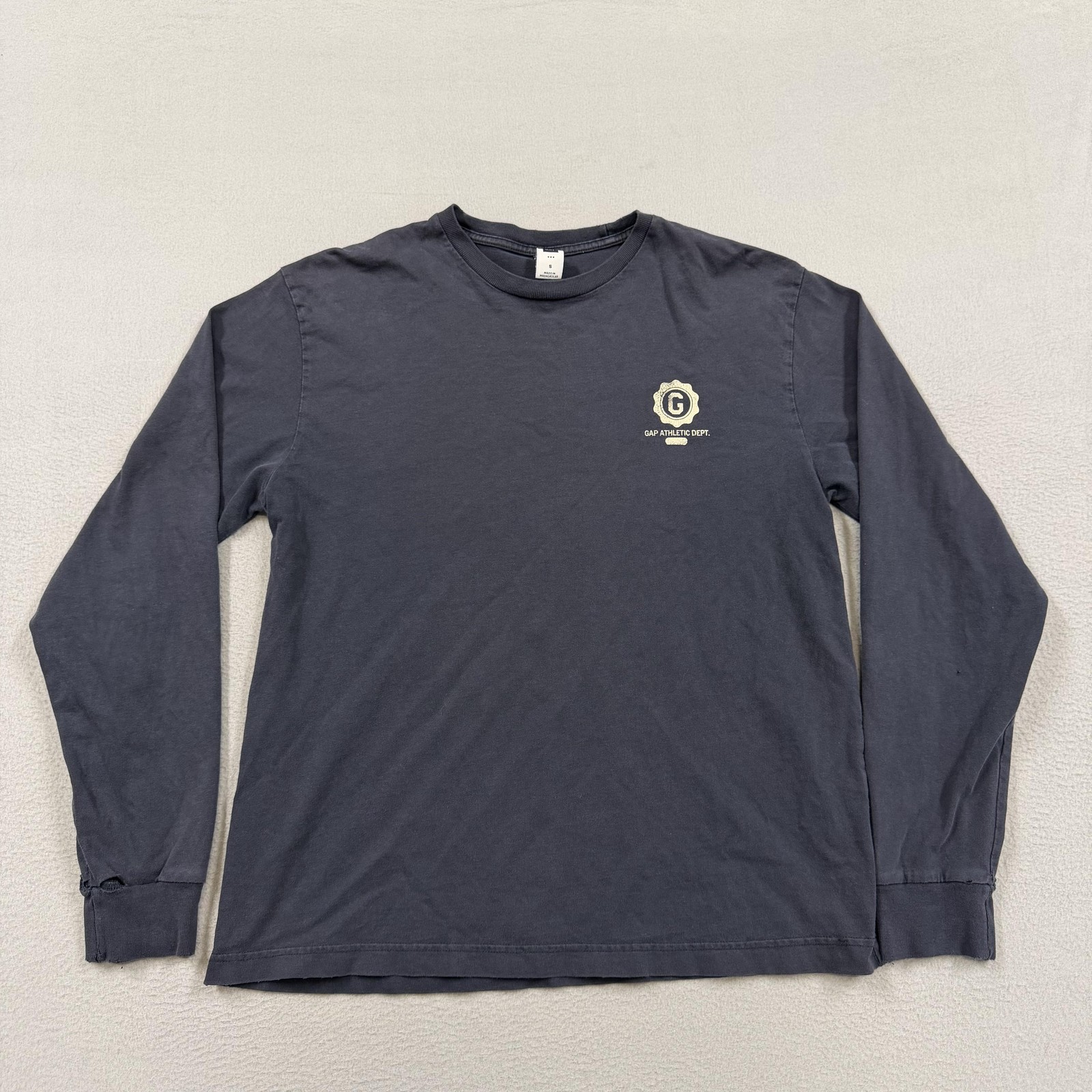 Gap Shirt Mens Small Blue Long Sleeve Athletic Dept Logo Graphic Tee Crewneck