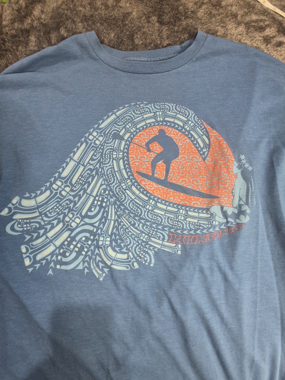 Retro-Style Hinano Tahiti T-Shirt Men’s 2XL Blue Surfing Graphic (Read Condition