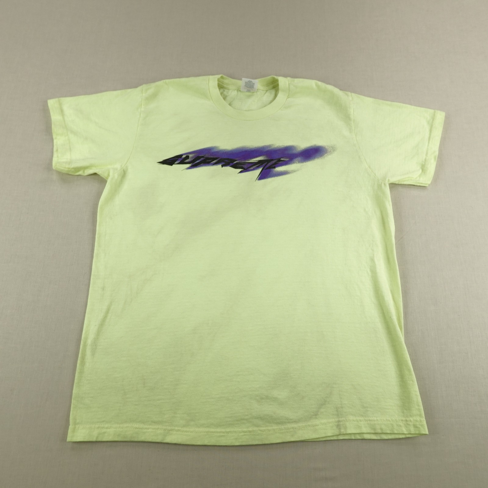 Supreme Shirt Mens Medium Green Purple SS21 Wind Spell Out Tee Made In USA Skate