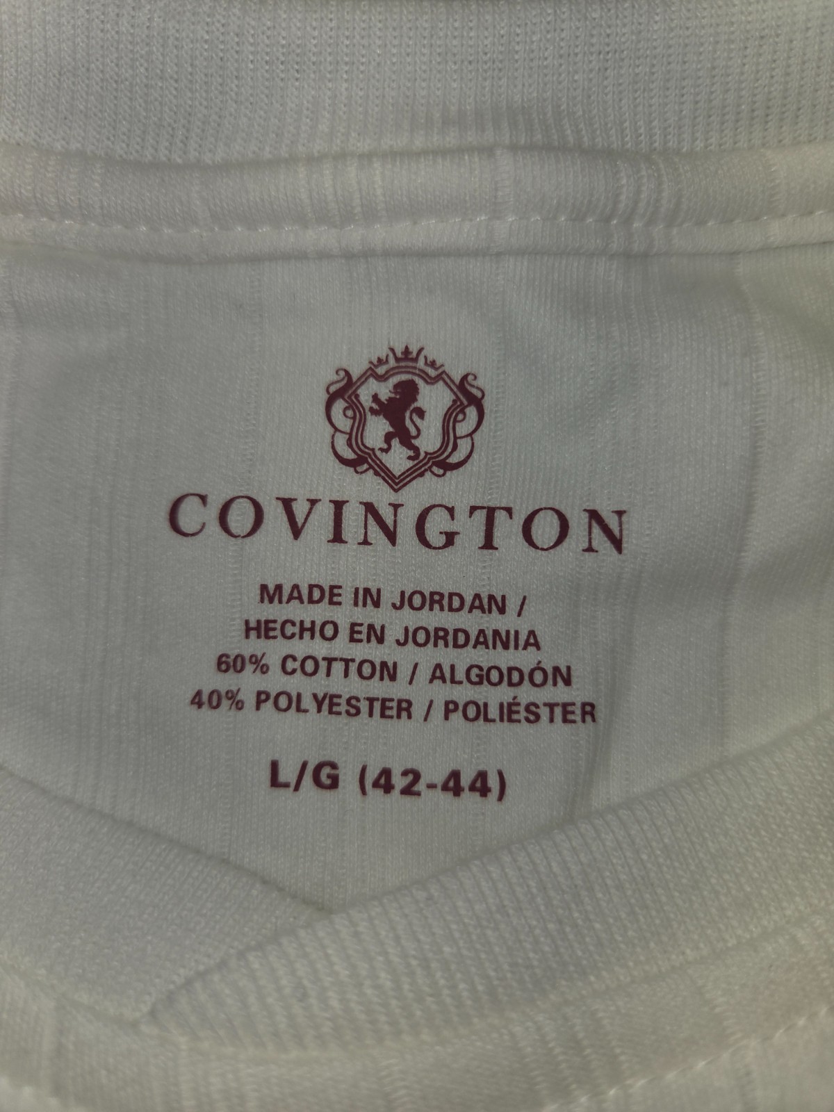 Covington Vertical Ribbed T Shirt Men Sz L White Short Sleeve Crew Neck Casual