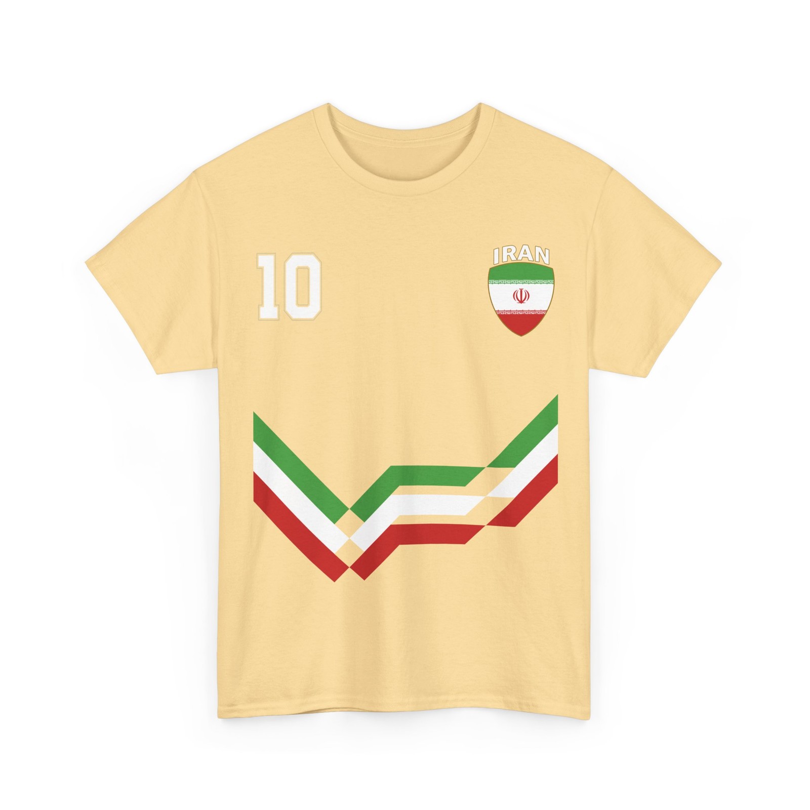 Iran Number 10 Soccer Jersey Style Shirt, Iranian Flag Soccer Shirt