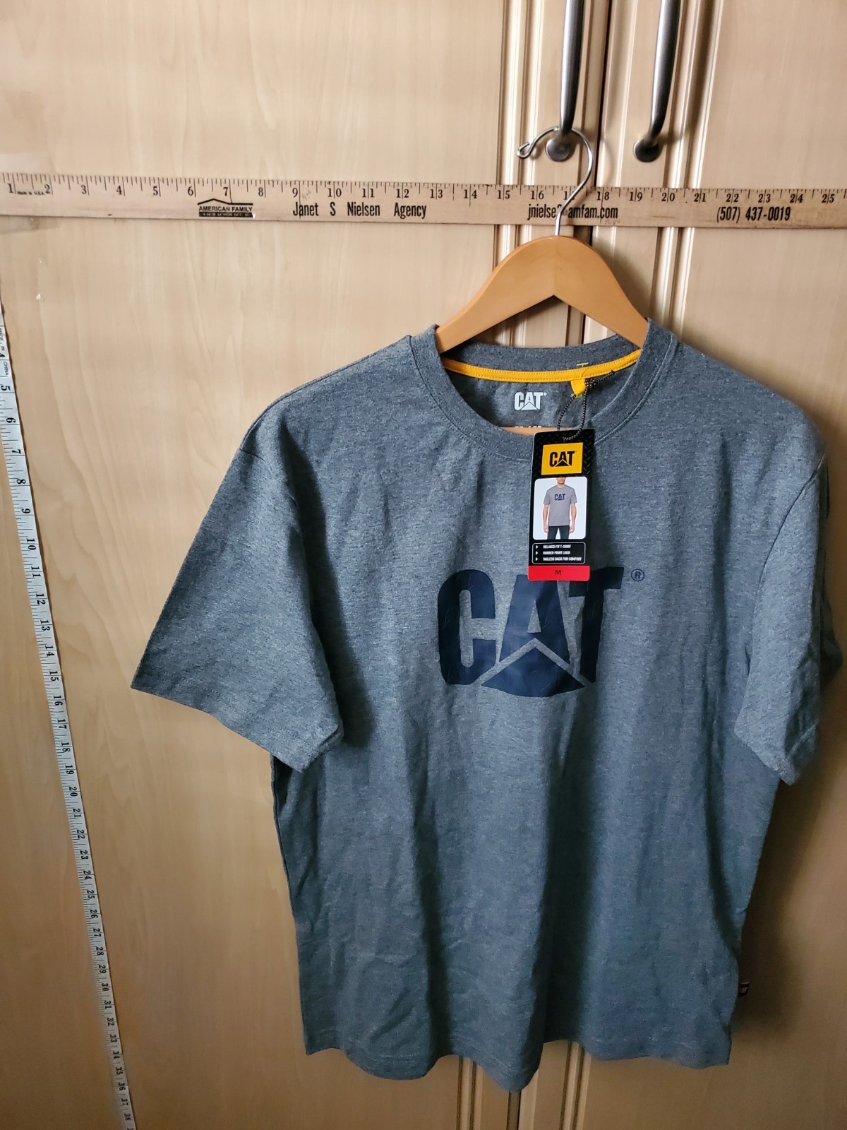 CAT Caterpillar Men’s Relaxed Fit T Shirt, Gray, Medium, Tagless, Rubber Print
