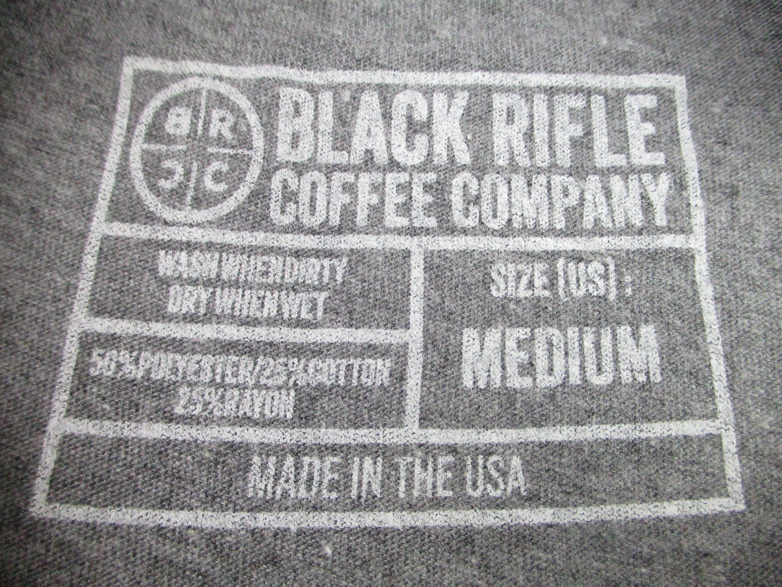 Black Rifle Coffee Company T Shirt Mens M Gray BLKRFL Short Sleeve Military USA