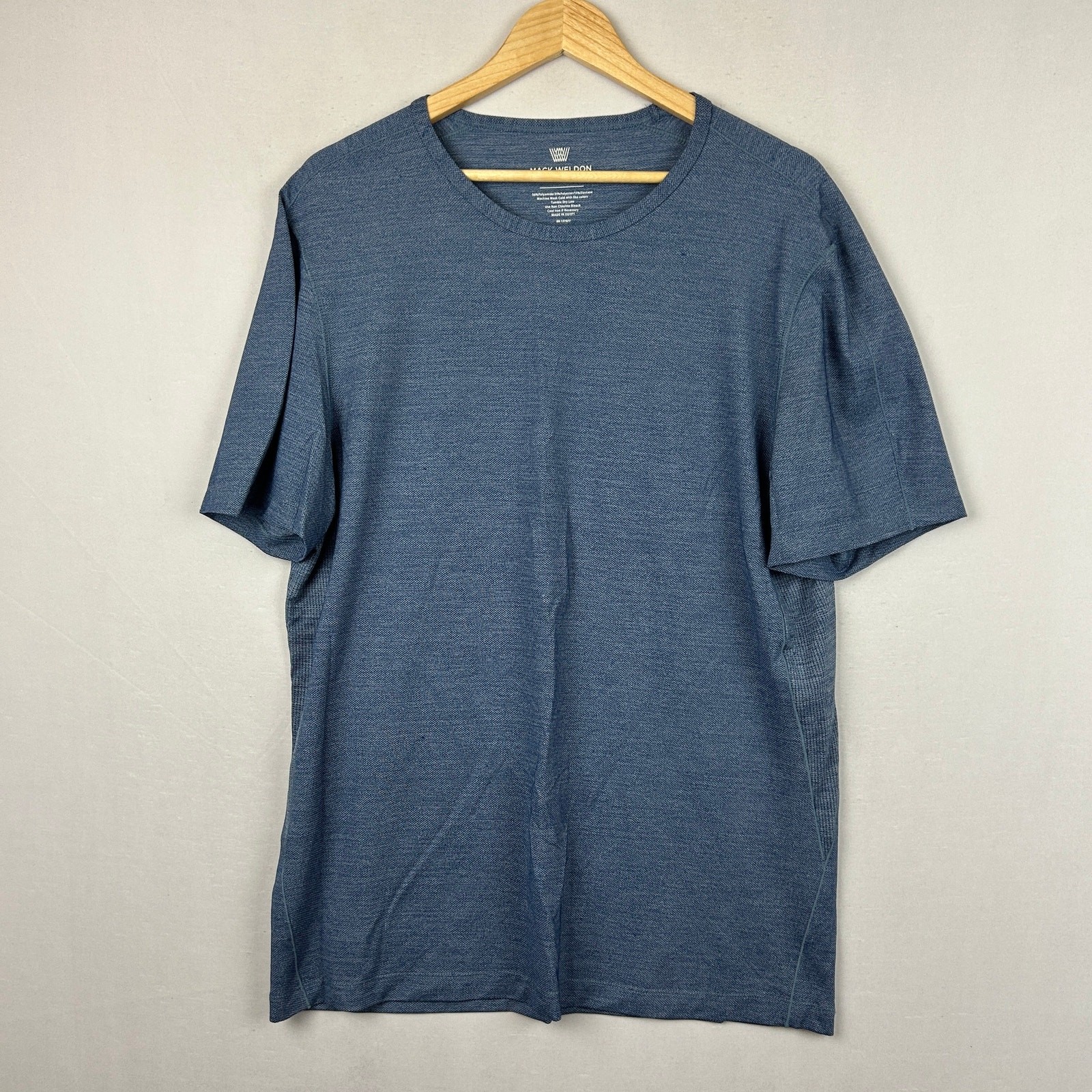 Mack Weldon Airknitx Crew Neck Short Sleeve Shirt Blue Men’s Size XL