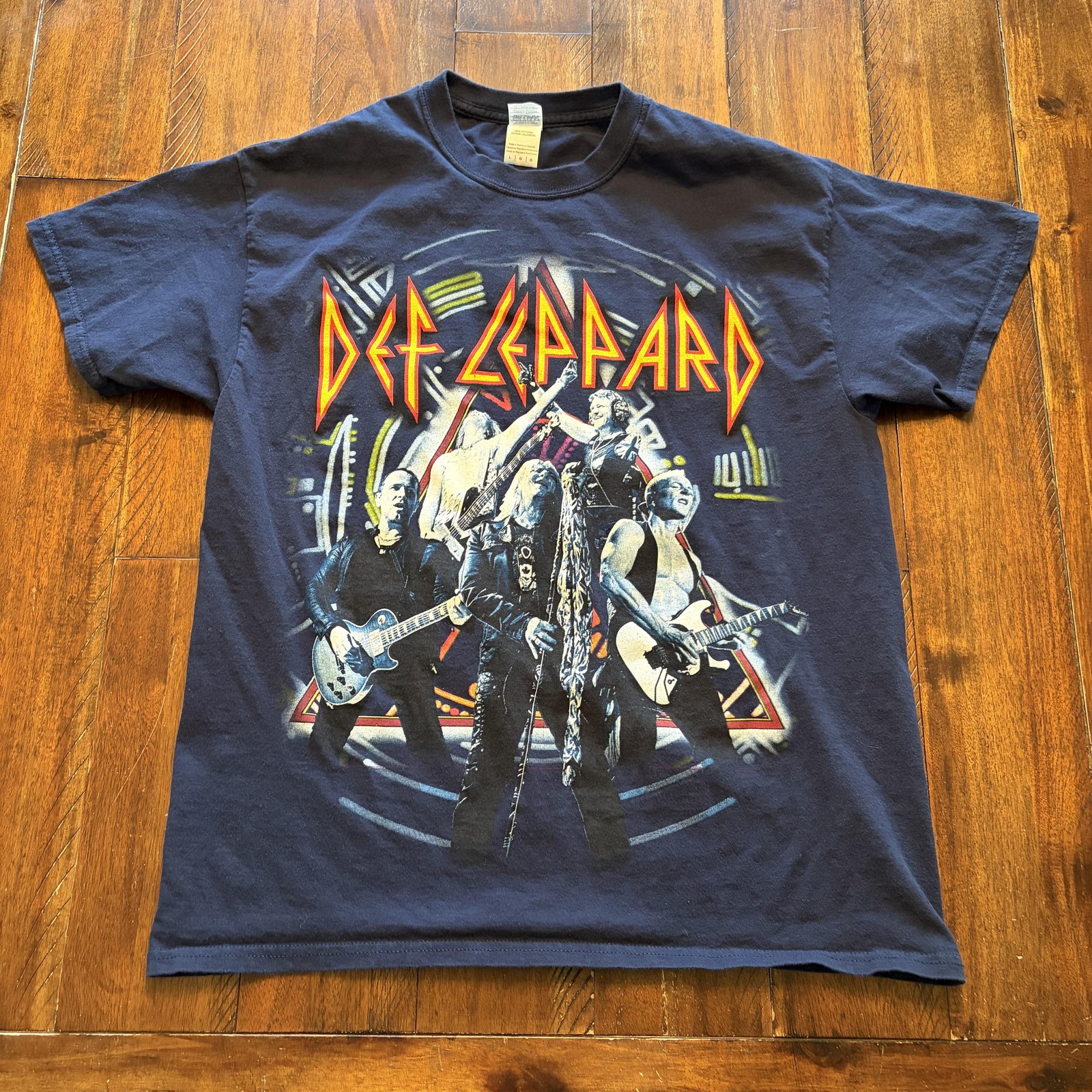 Def Leppard Shirt Mens Large Blue Gildan Tour 2015 Rock Concert Tee T-Shirt