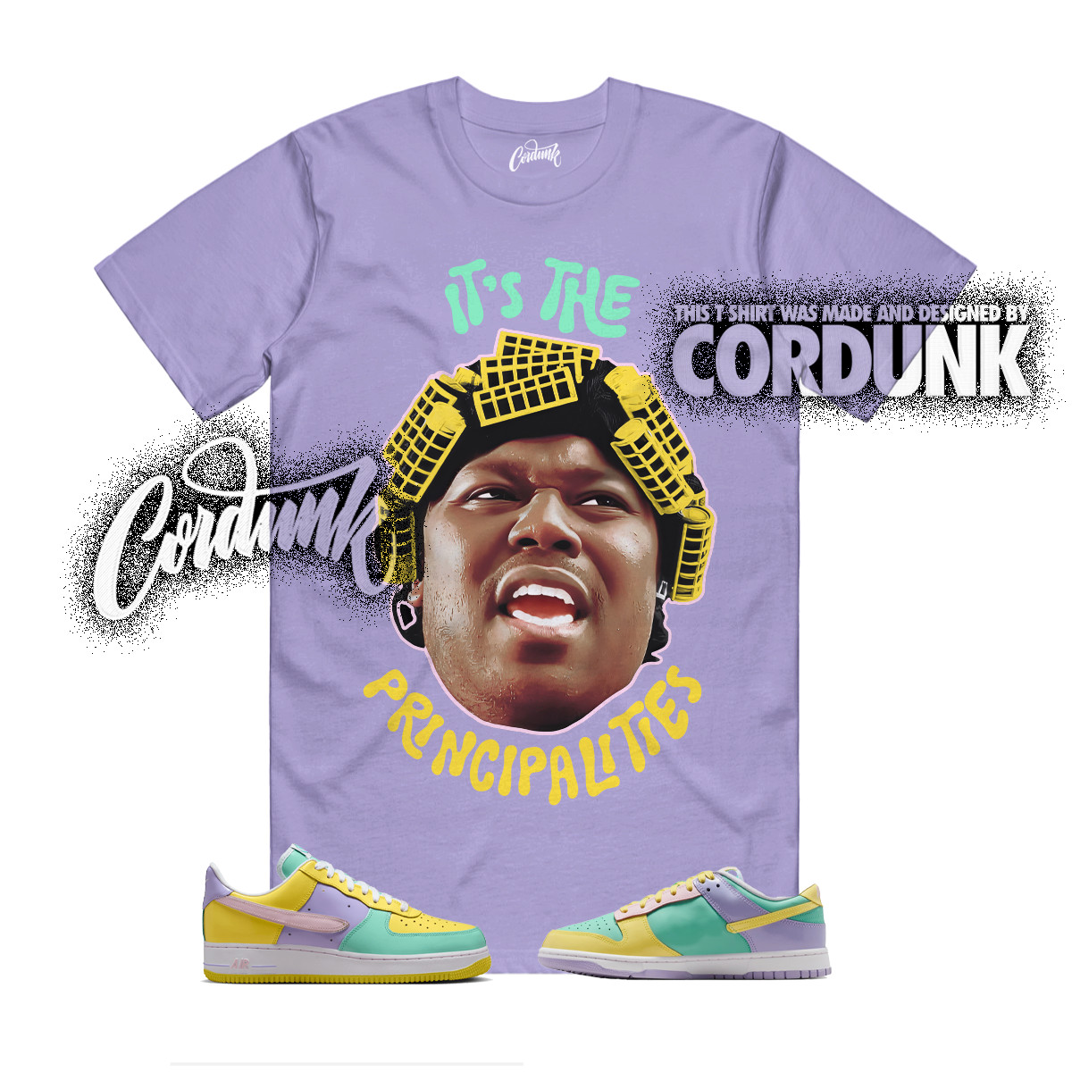 Dunk Easter Air Force 1 Emerald Yellow Hydrangeas Pink Foam Shirt MatchITP