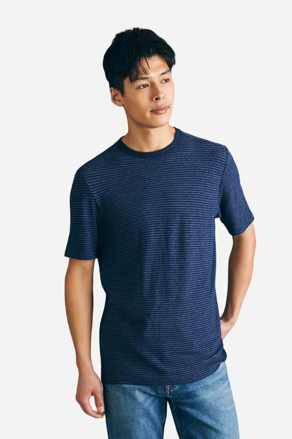 Faherty Vintage Chambray Tee T Shirt Men’s XXL Navy Cove Striped $78 NWT