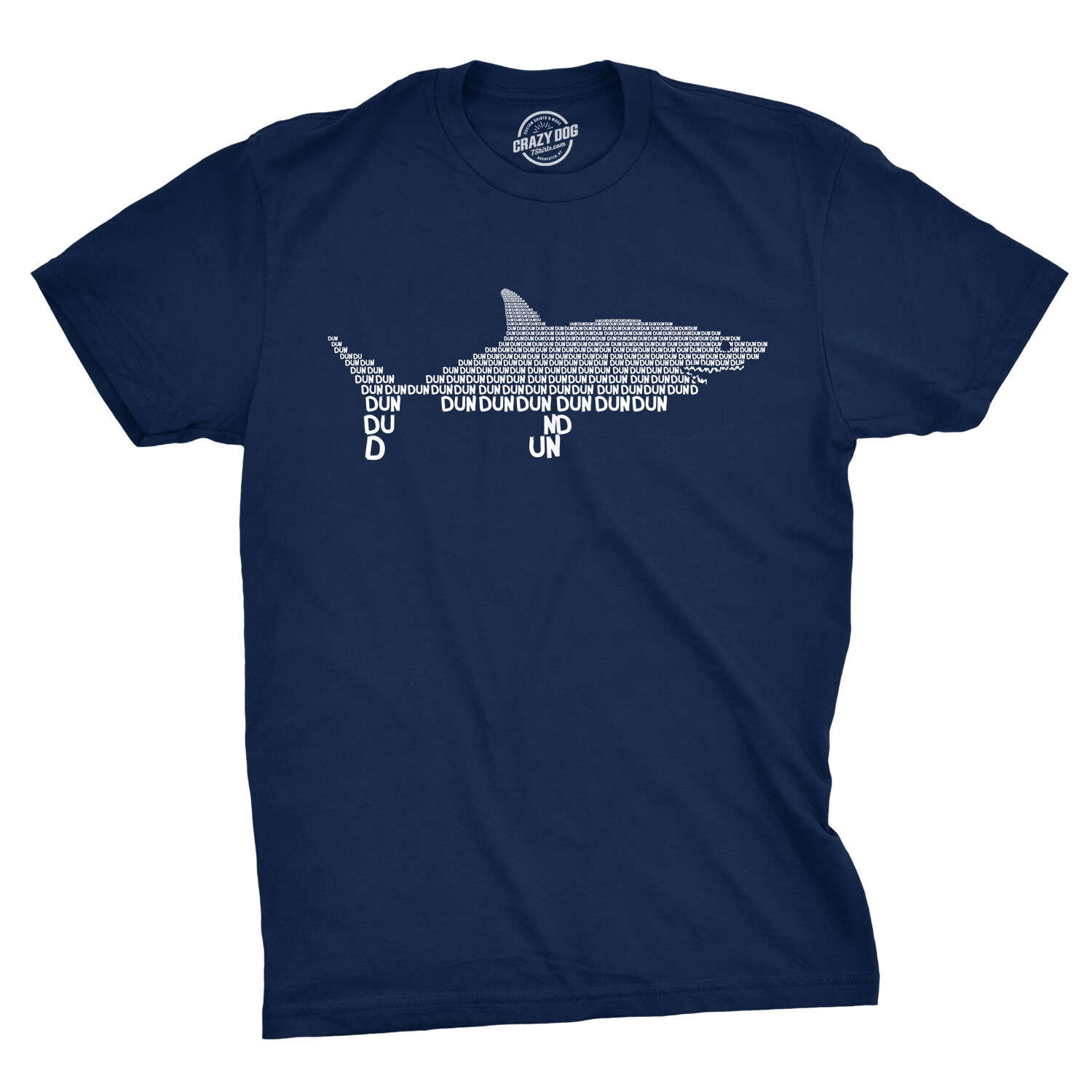 Mens Dun Dun Shark Theme T-Shirt Cool Graphic Great White Music Text Tee