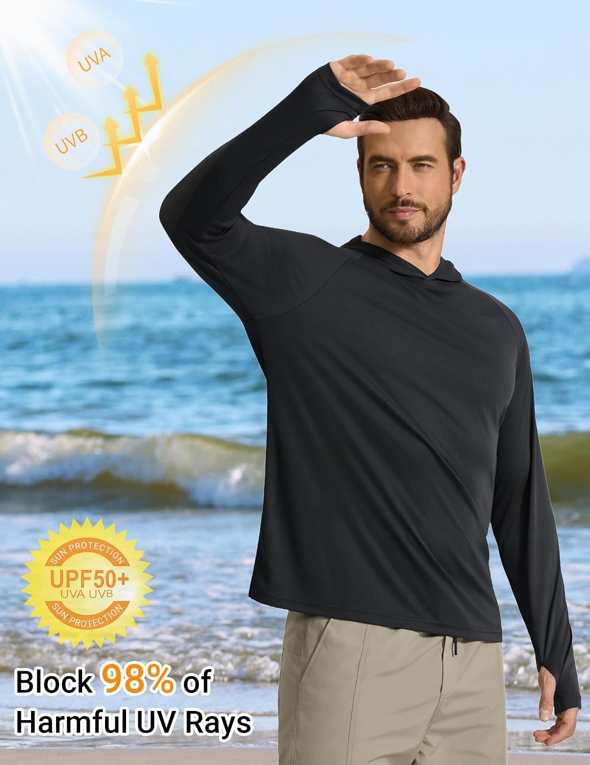 COOFANDY Men’s UPF 50+ Sun Shirt Long Sleeve Fishing Shirt UV Protection Hoodie