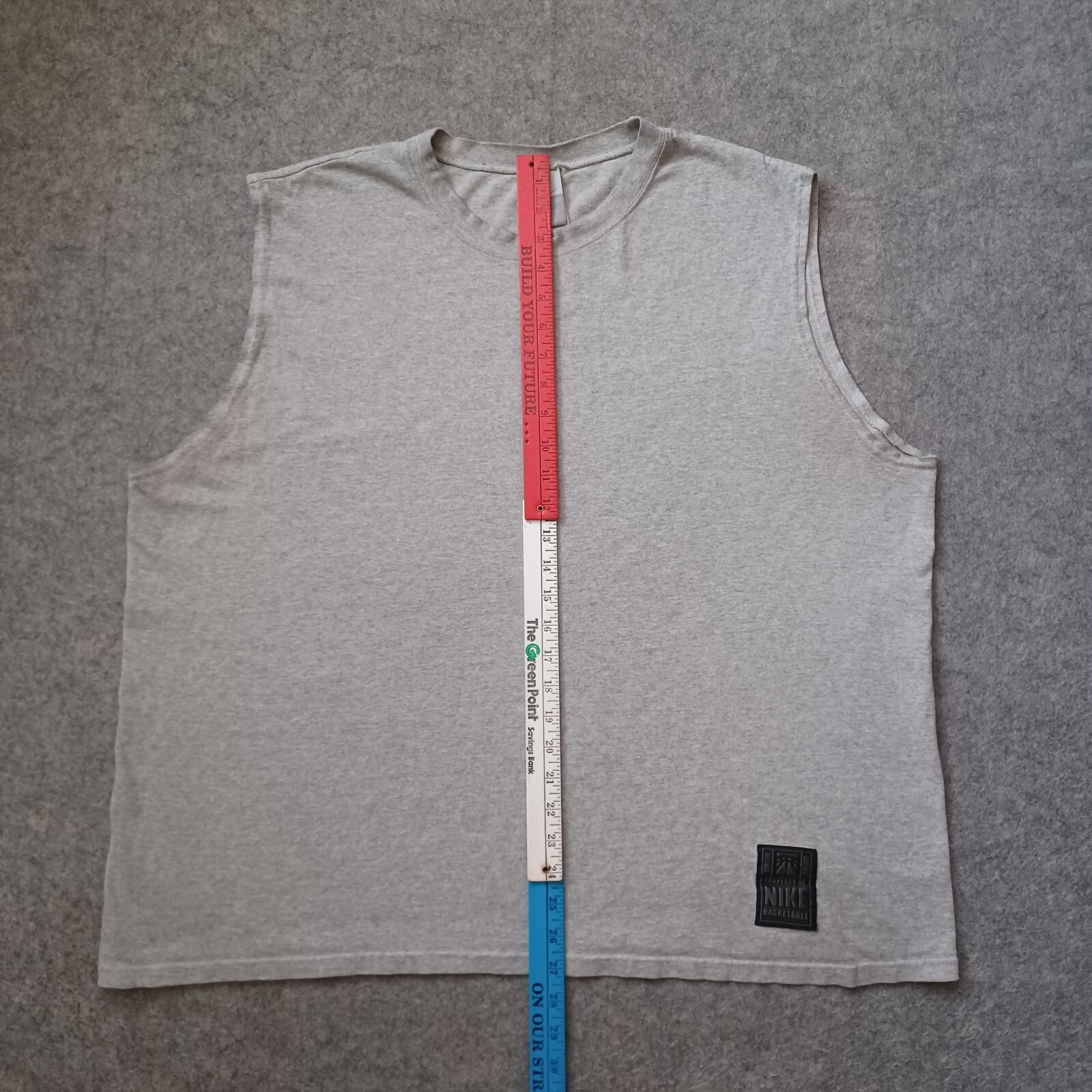 Vintage Nike Tank T Shirt Mens XL Gray Center Swoosh Collar Muscle Basketball