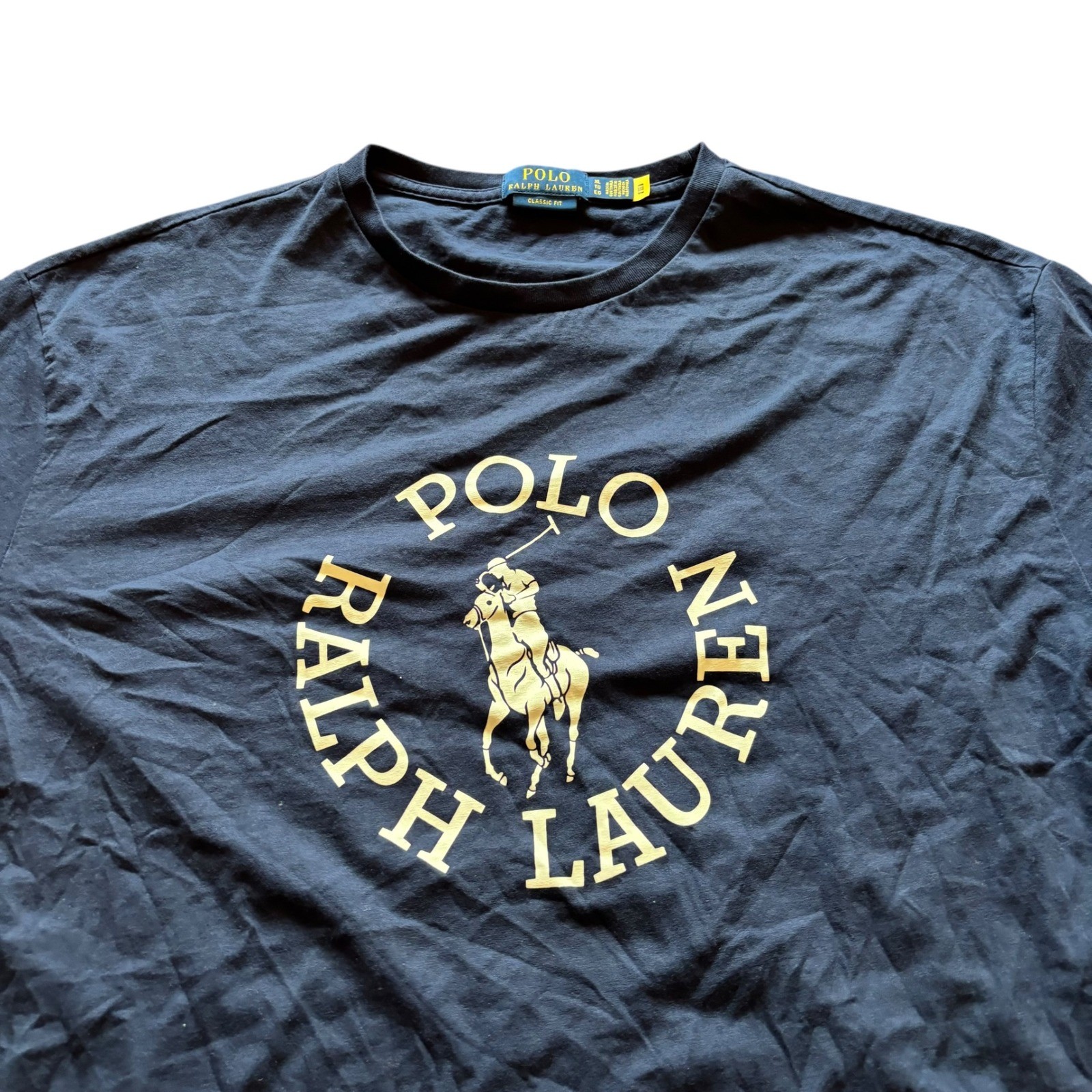 Polo Ralph Lauren Mens XL Classic Fit Navy Blue Big Pony Graphic T-Shirt Cotton