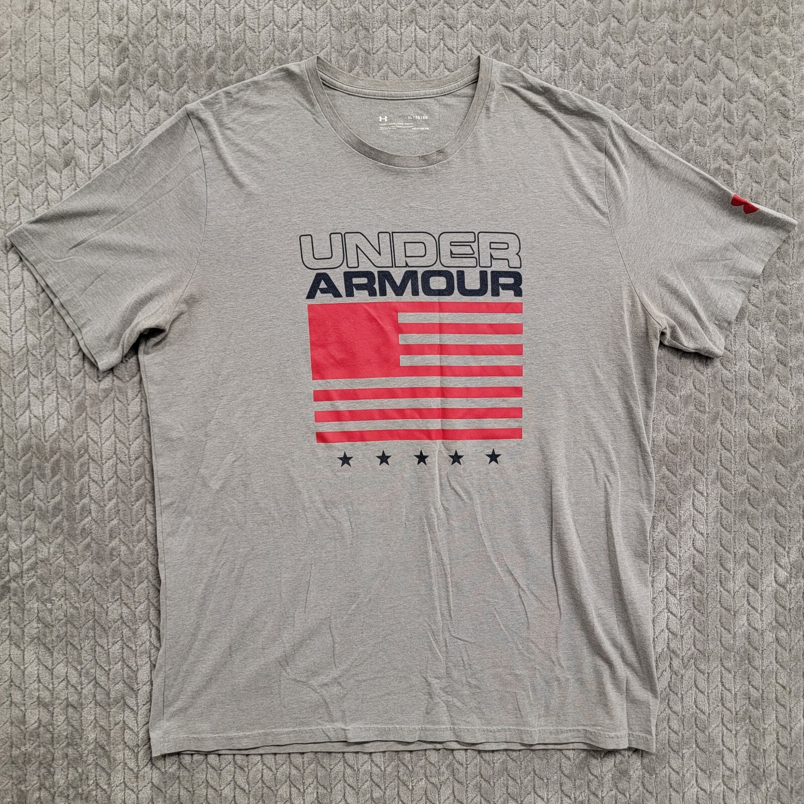 Under Amour OG Freedom T-Shirt Mens XL Gray Military Veteran USA Flag