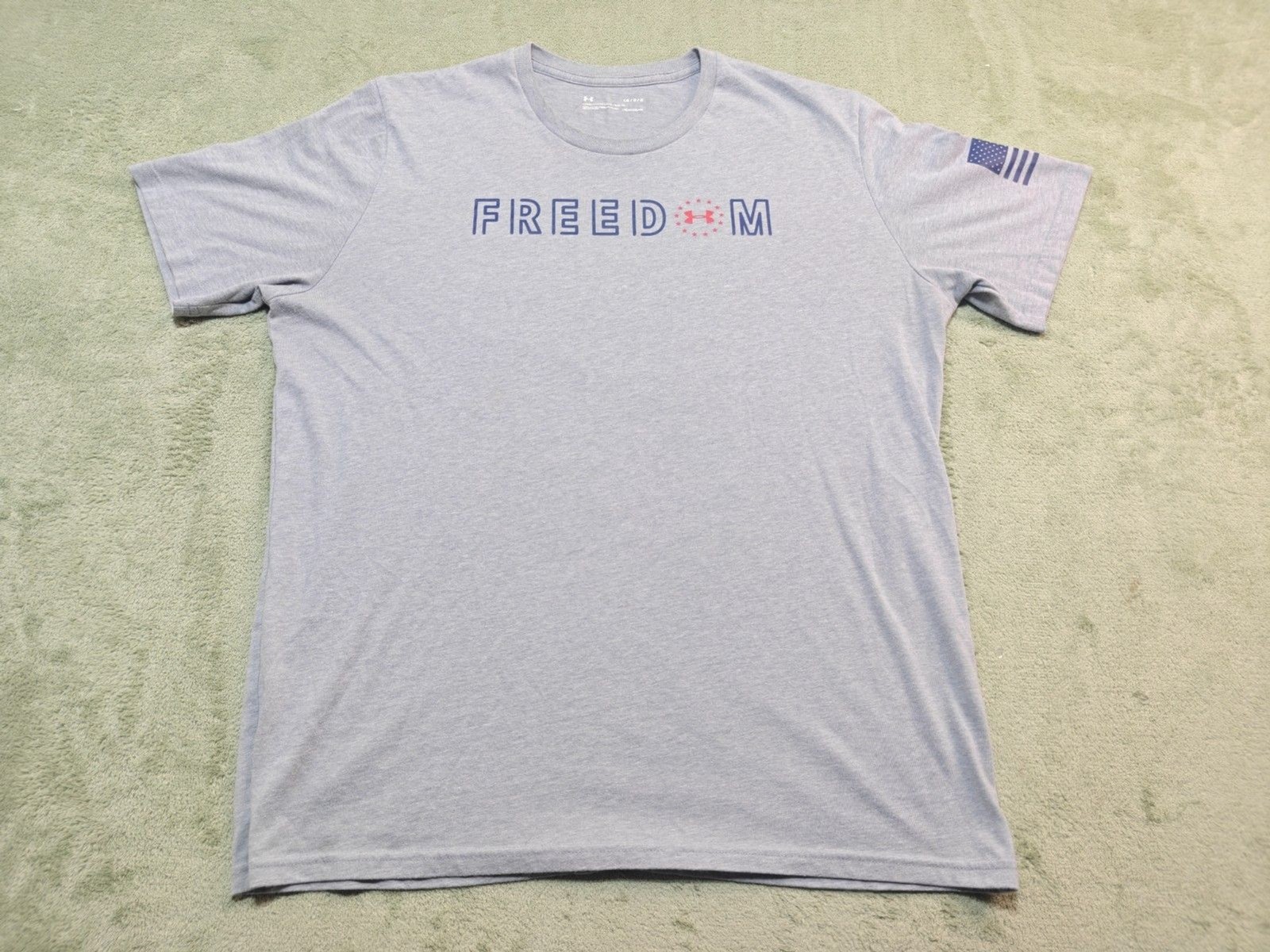 Under Armour Freedom Flag T-Shirt Mens Large Gray HeatGear Loose Fit Malaysia