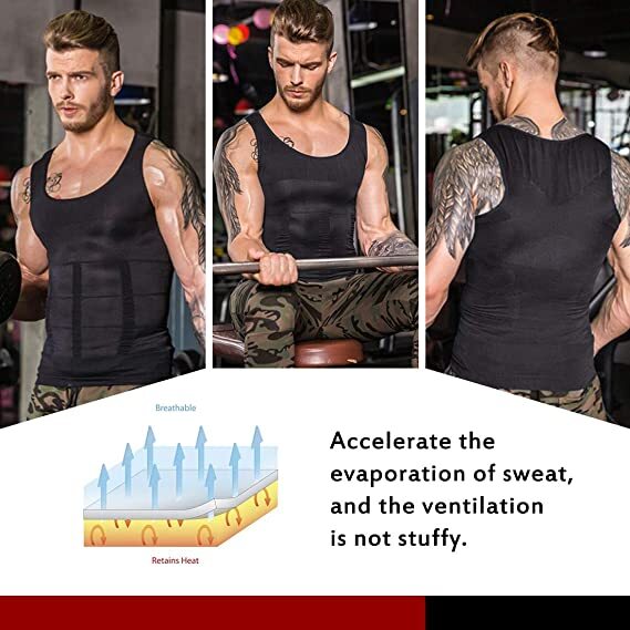Gynecomastia Compression Shirts for Men White Tank Top Fajas Hombres Body Shaper
