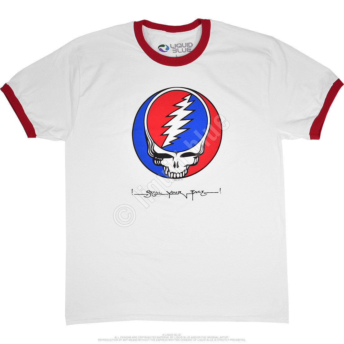 GRATEFUL DEAD-STEAL YOUR FACE RINGER-T-SHIRT S-M-L-XL-XXL Garcia,Lesh,Wier SYF