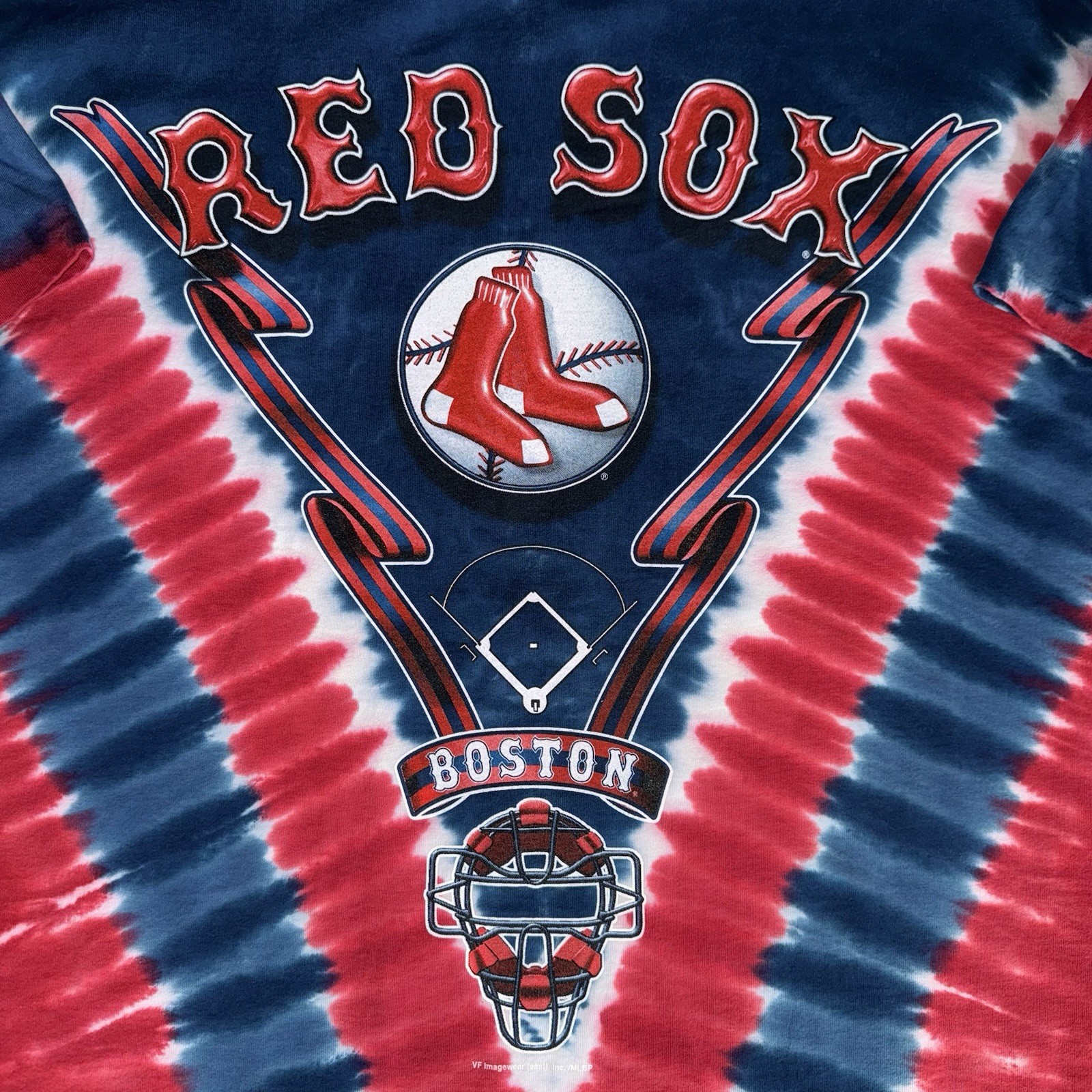 Vintage 90s Lee Sport Boston Red Sox Tie Dye T Shirt AOP Single Stitch Size XL!