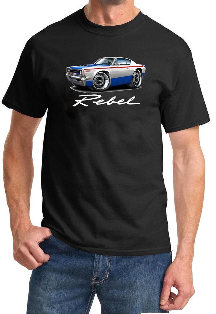 1970 AMC Rebel Machine Red/White/Blue Car Full Color Tshirt NEW FREE SHIPPING