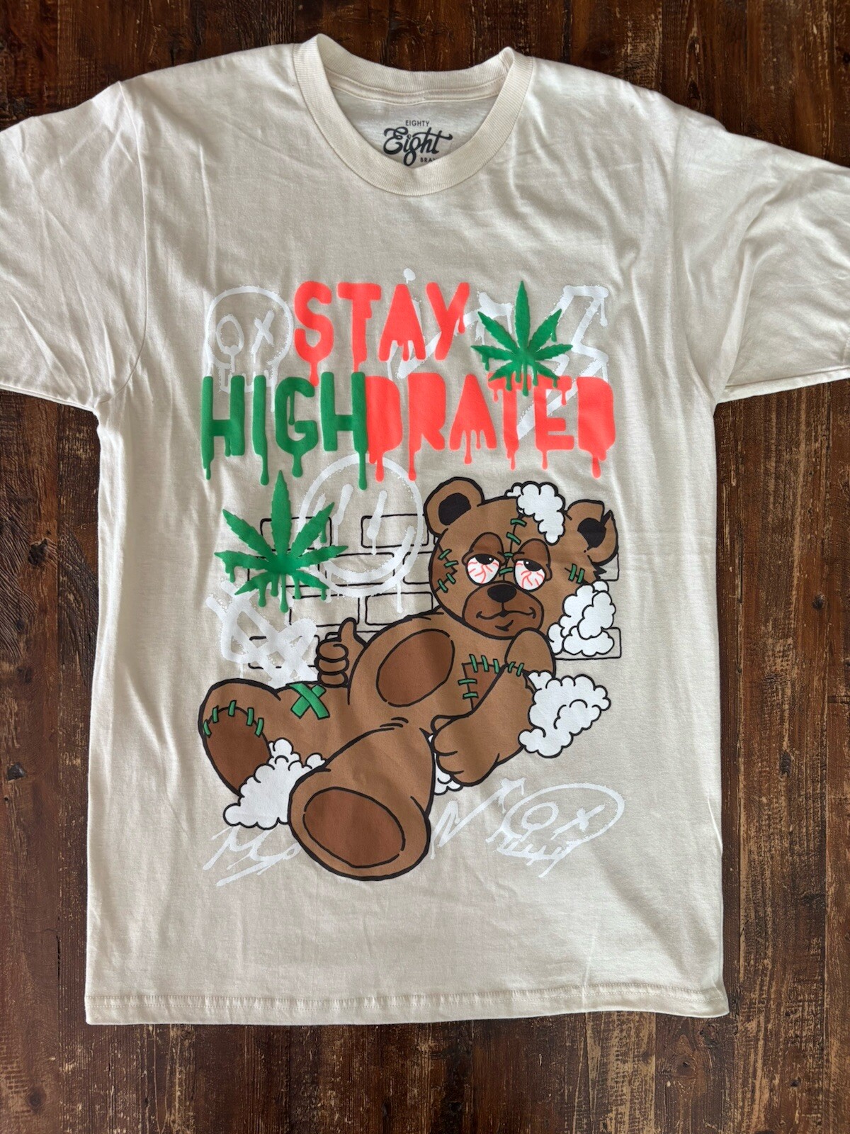 Eighty Eight Brand Men’s Stay High Drated Cotton Graphic Print Tee Shirt M